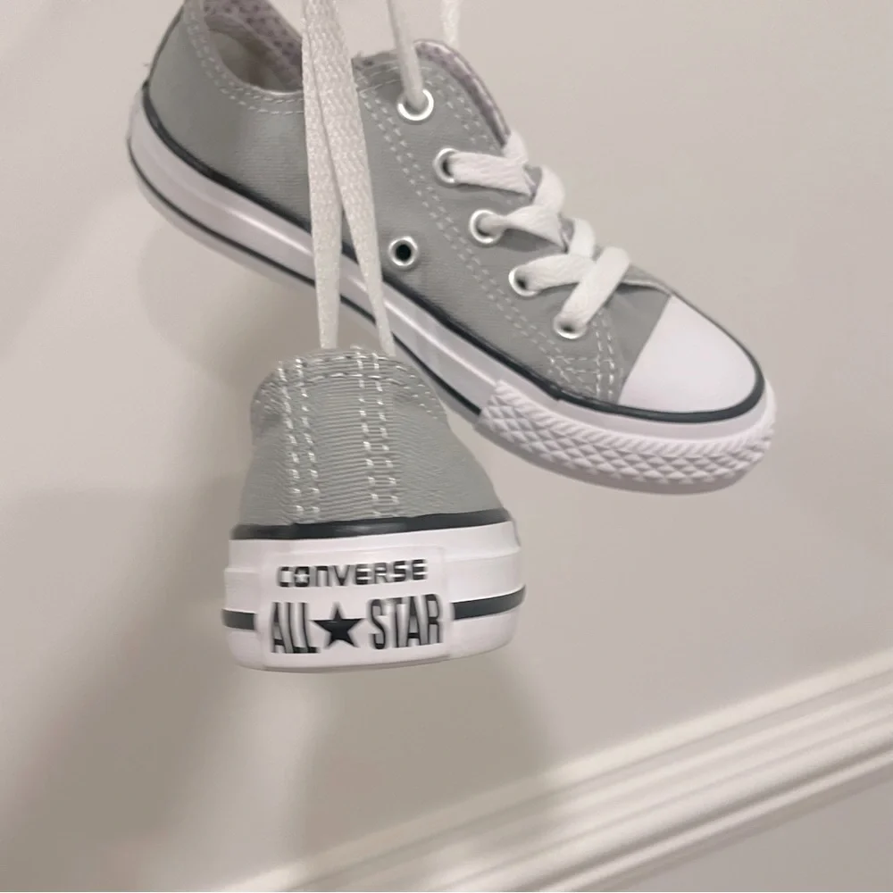 Converse Toddler Shoes Size 11 All Star Double Tongue Low Sneakers 656869F Gray
